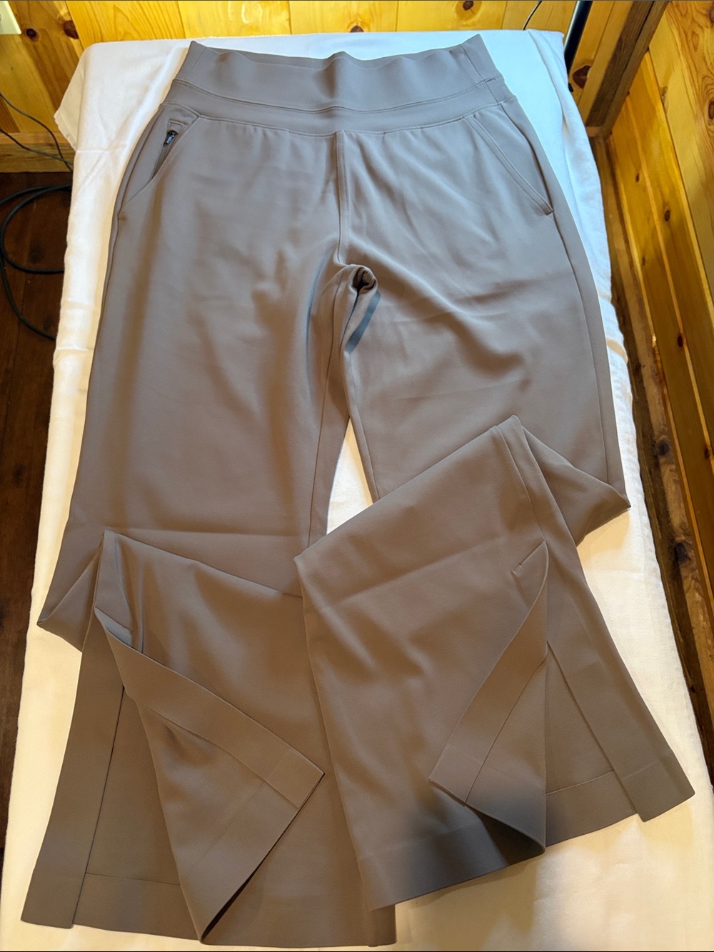 Athleta Taupe Flared Ponte Pants